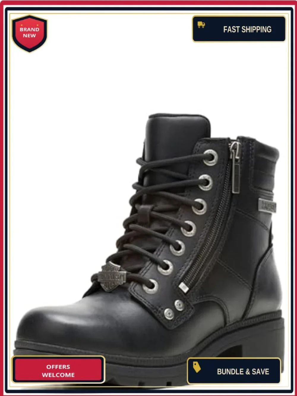 Women's Ankle Boots Leather Motorcycle Casual Low Heel
